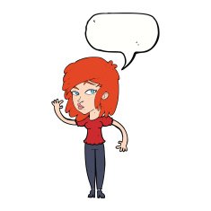 cartoon pretty woman waving with speech bubble N75