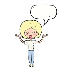 cartoon peaceful woman with speech bubble N9