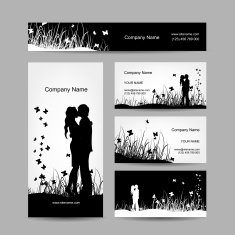 Couple kissing business cards for your design