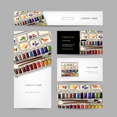 Set of creative business cards design Paints watercolor