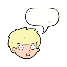 cartoon happy boy's face with speech bubble N17