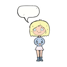 cartoon happy woman with speech bubble N210