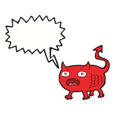 cartoon little imp with speech bubble N12