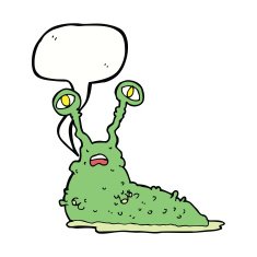 cartoon gross slug with speech bubble N13