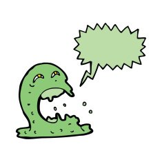 cartoon gross ghost with speech bubble N37