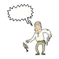 cartoon wild west cowboy with speech bubble N7