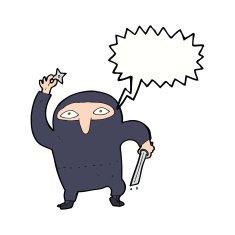 cartoon ninja with speech bubble N8
