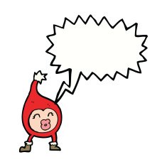 cartoon funny christmas creature with speech bubble N13