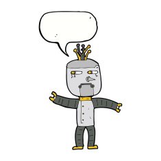 cartoon robot with speech bubble N156