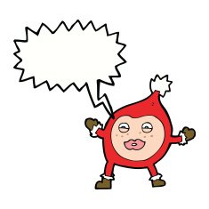 cartoon funny christmas creature with speech bubble N15