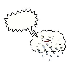 cartoon rain cloud with speech bubble N13