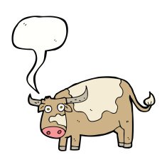 cartoon cow with speech bubble N32