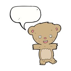 cartoon teddy bear with speech bubble N14