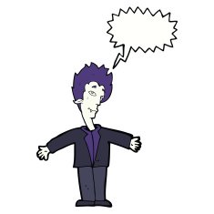 cartoon happy vampire with speech bubble N33