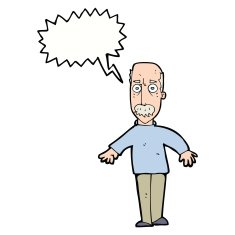 cartoon annoyed old man with speech bubble N56