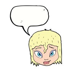 cartoon female face with speech bubble N120