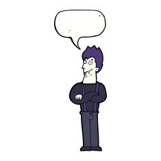 cartoon happy vampire with speech bubble N34