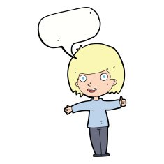 cartoon happy woman with speech bubble N213