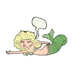 cartoon mermaid with speech bubble N56
