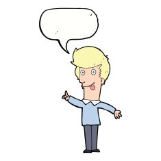 cartoon funny man with idea speech bubble N9