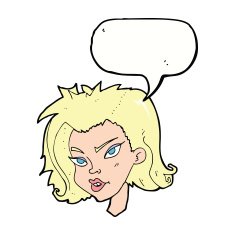 cartoon female face with speech bubble N121