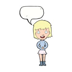 cartoon excited woman with speech bubble N112