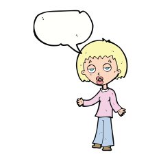 cartoon tired woman with speech bubble N25