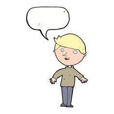 cartoon happy man with speech bubble N374