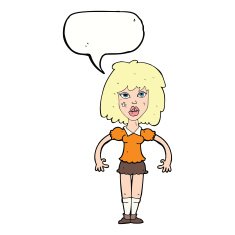 cartoon girl fight with speech bubble N9