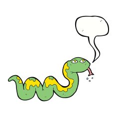 cartoon snake with speech bubble N54