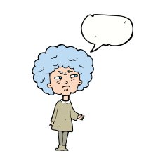 cartoon old lady with speech bubble N9