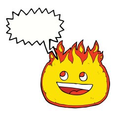 cartoon fire border with speech bubble