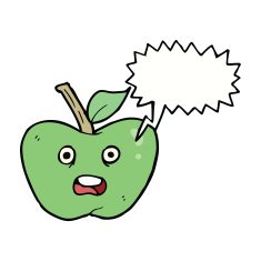 cartoon apple with speech bubble N30