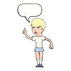 cartoon woman with idea speech bubble N213