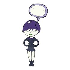 cartoon pretty vampire girl with speech bubble N24