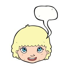 cartoon happy female face with speech bubble N153
