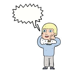 cartoon secret robot with speech bubble N9