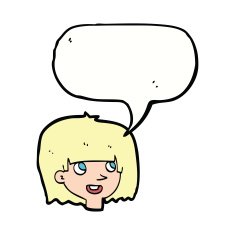 cartoon happy female face with speech bubble N156