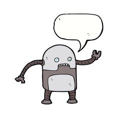 funny cartoon robot with speech bubble N42