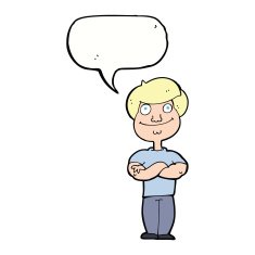 cartoon happy man with speech bubble N378