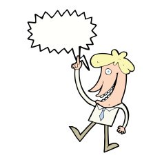 cartoon man with idea speech bubble N91