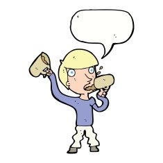cartoon man drinking beer with speech bubble N9