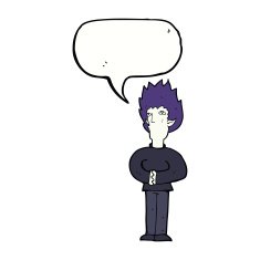 cartoon vampire man with speech bubble N98