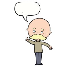 cartoon bald man with idea speech bubble N17