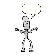 cartoon funny robot with speech bubble N67