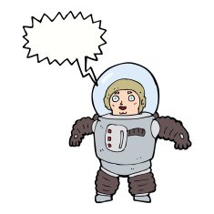 cartoon space man with speech bubble N17
