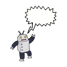cartoon robot with speech bubble N157