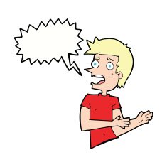 cartoon stressed man with speech bubble N59
