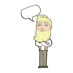 cartoon serious man with beard speech bubble N17