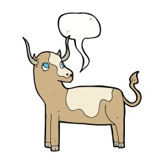 cartoon cow with speech bubble N33